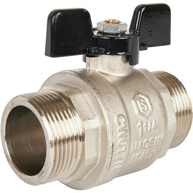 Кран шаровой полнопроходной НР/НР 1 1/4, ручка бабочка STOUT