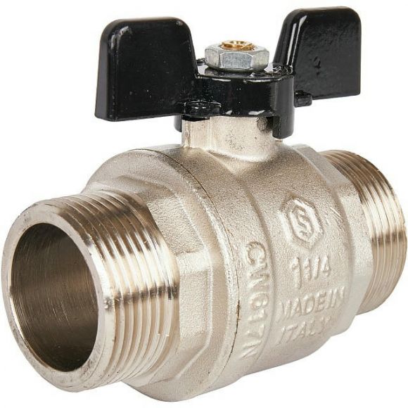 Кран шаровой полнопроходной НР/НР 1 1/4, ручка бабочка STOUT