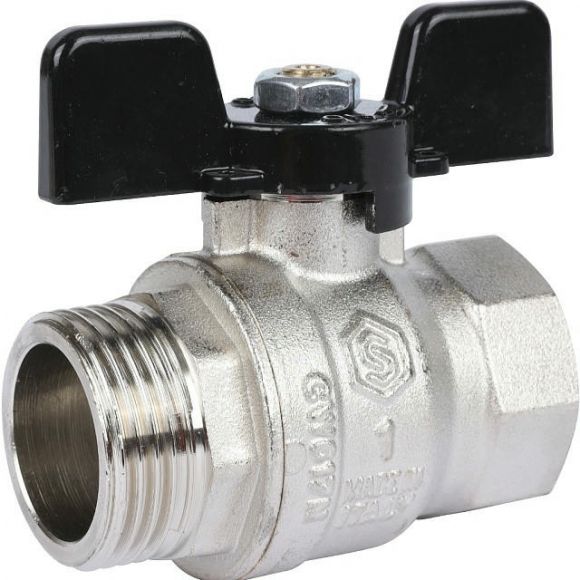 Кран шаровой стандартнопроходной ВР/НР 1, ручка бабочка STOUT