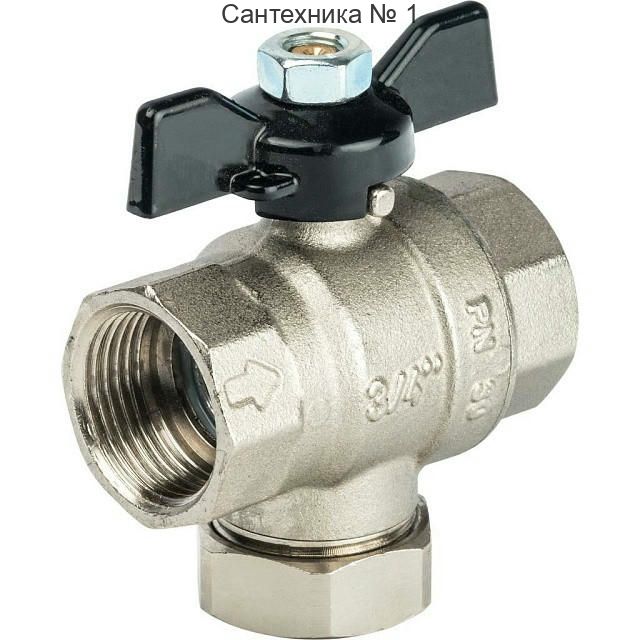 Кран шаровой с фильтром 3/4, ручка бабочка STOUT