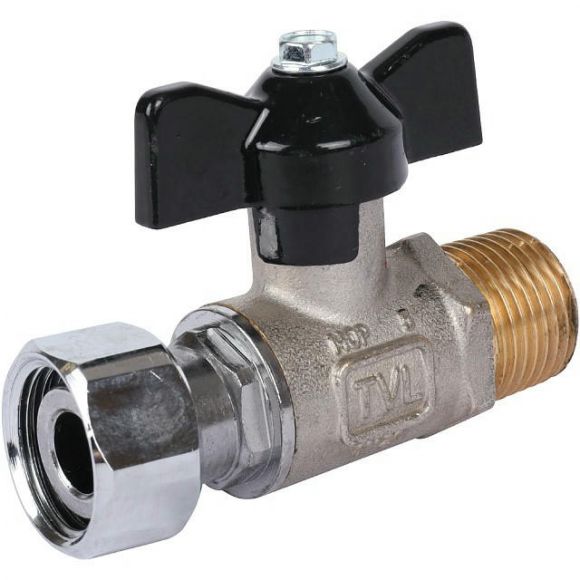 Кран шаровой с накидной гайкой НР 1/2х1/2, ручка бабочка STOUT