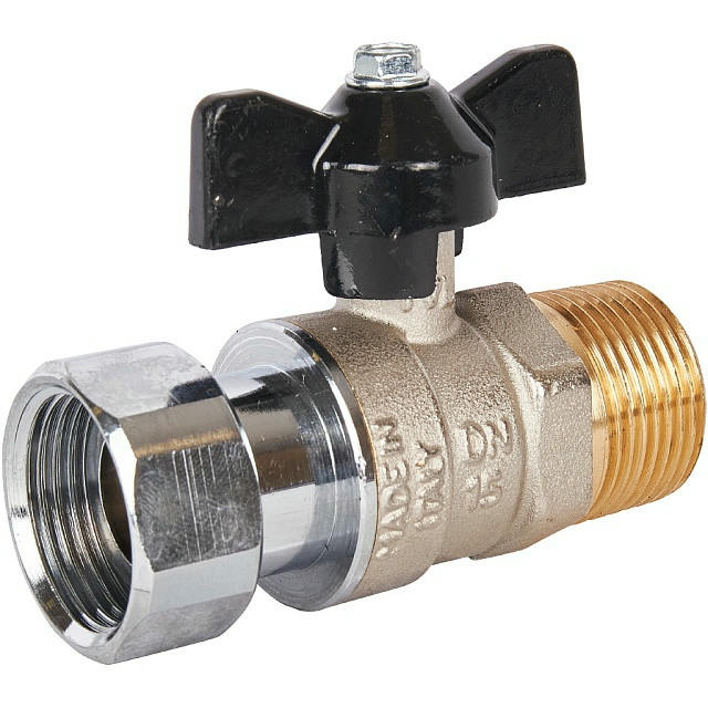 Кран шаровой с накидной гайкой НР 3/4х3/4, ручка бабочка STOUT