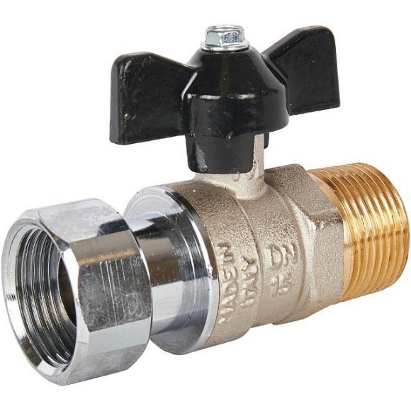 Кран шаровой с накидной гайкой НР 3/4х3/4, ручка бабочка STOUT