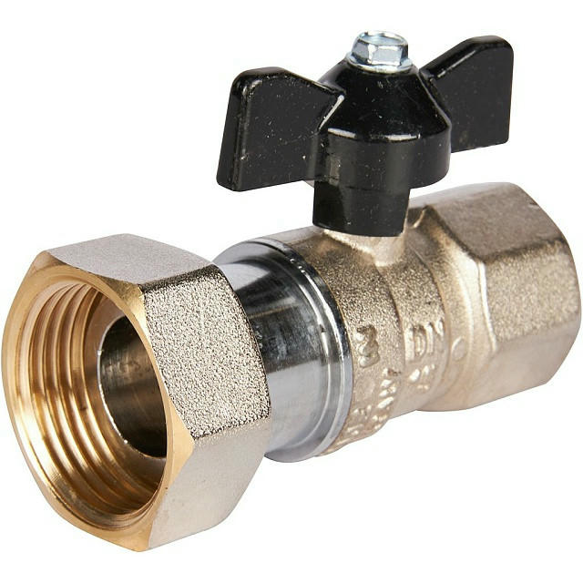 Кран шаровой с накидной гайкой ВР 3/4х1, ручка бабочка STOUT