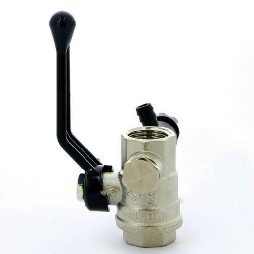 Кран шаровой ВВ 1/2 с заглушкой 1/4" и дренажным вентилем, ручка OREGON серия 330 полный проход Bugatti