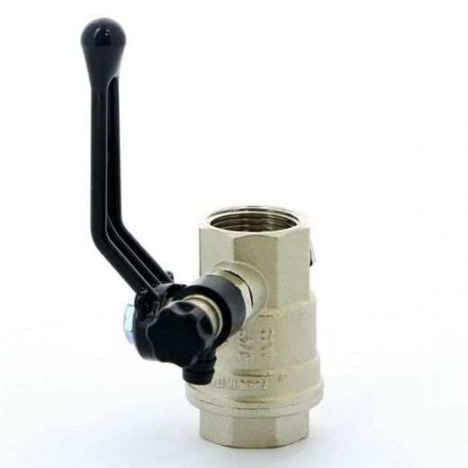 Кран шаровой ВВ 3/4 с заглушкой 1/4" и дренажным вентилем, ручка OREGON серия 330 полный проход Bugatti