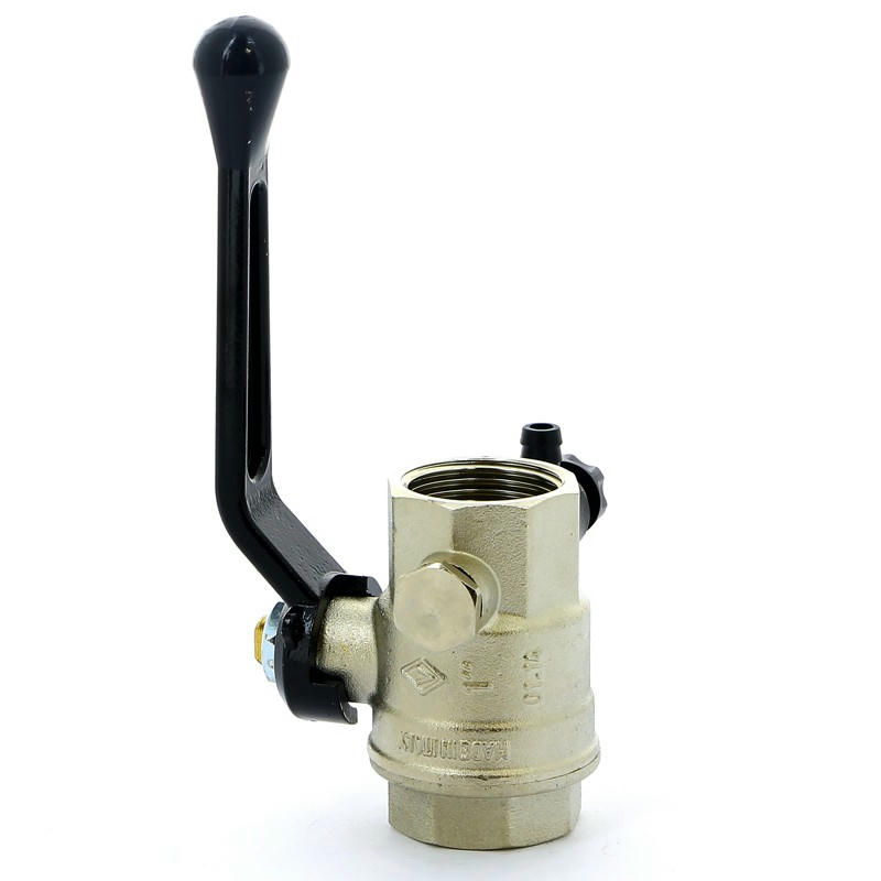 Кран шаровой ВВ 1" с заглушкой 1/4" и дренажным вентилем, ручка OREGON серия 330 полный проход Bugatti