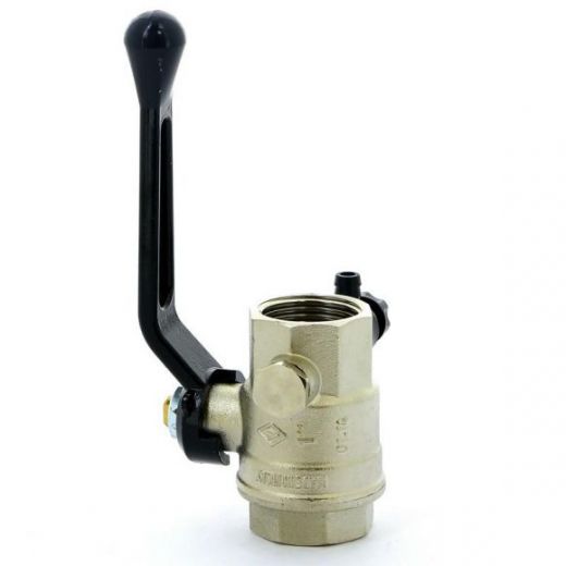 Кран шаровой ВВ 1" с заглушкой 1/4" и дренажным вентилем, ручка OREGON серия 330 полный проход Bugatti