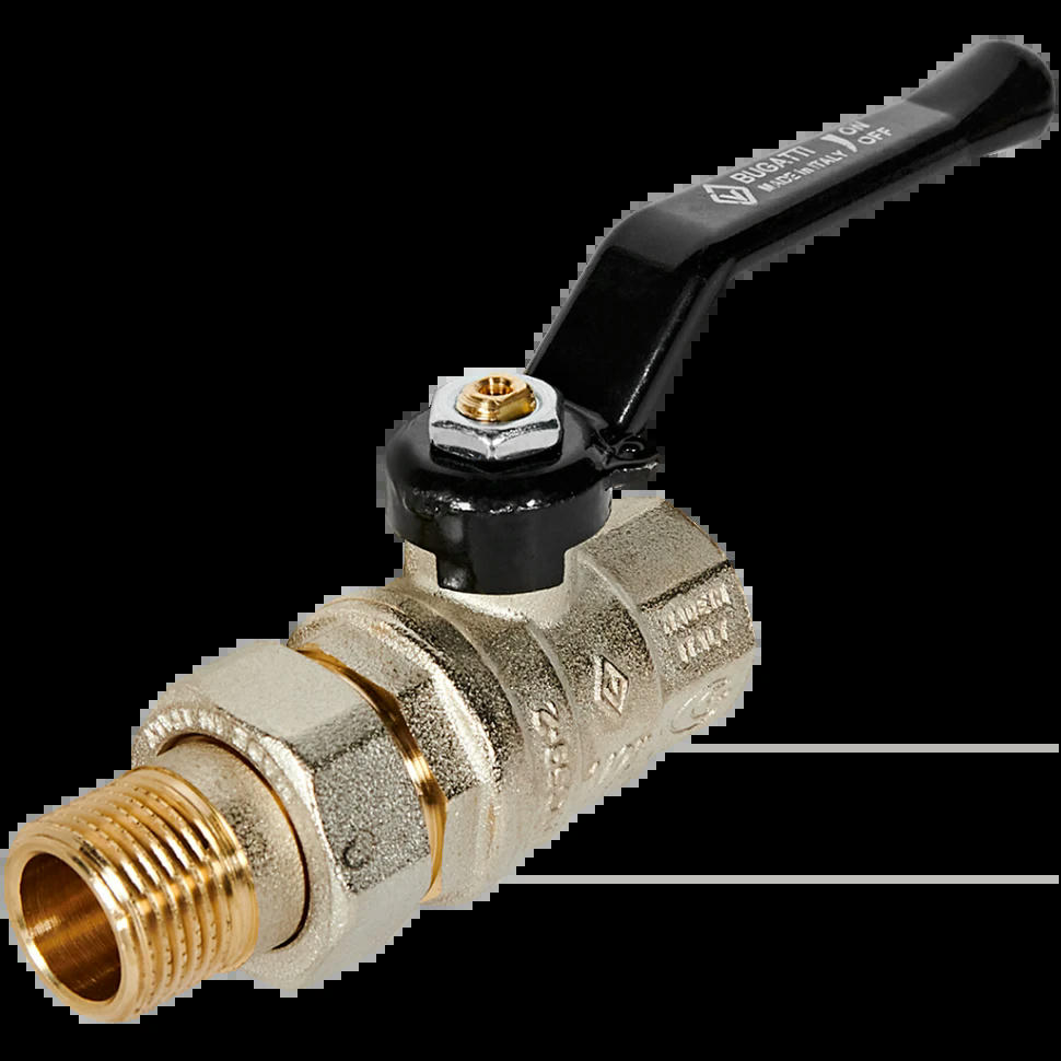 Кран шаровой с разъемным соединением НВ 1/2 ручка OREGON серия 320 полный проход Bugatti