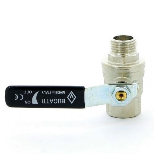 Кран шаровой НВ 1/2 плоская ручка OREGON серия 306 полный проход Bugatti