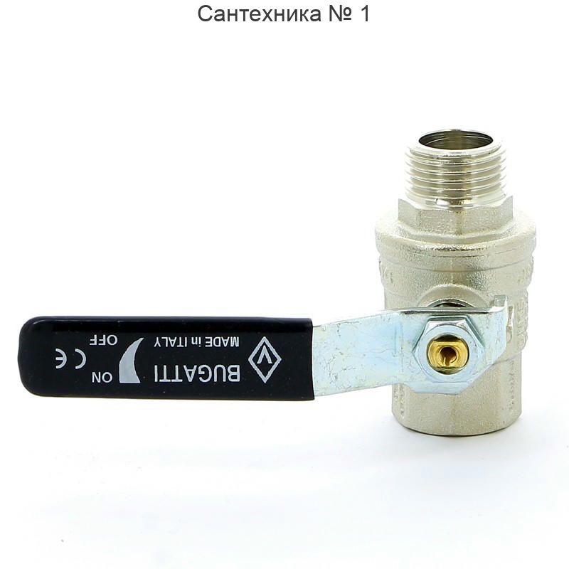 Кран шаровой НВ 1/2 плоская ручка OREGON серия 306 полный проход Bugatti