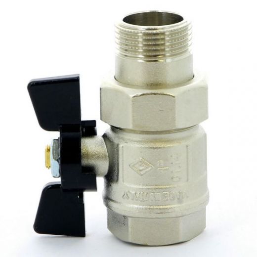 Кран шаровой с разъемным соединением НВ 1" бабочка NEW JERSEY серия 922 полный проход Bugatti