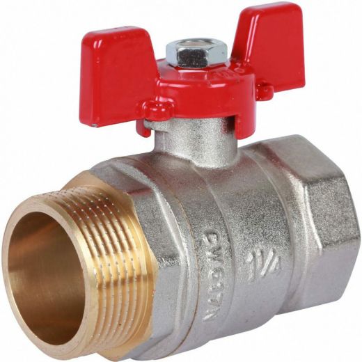 Кран шаровой ВН/НР 1 1/4", ручка бабочка ROMMER