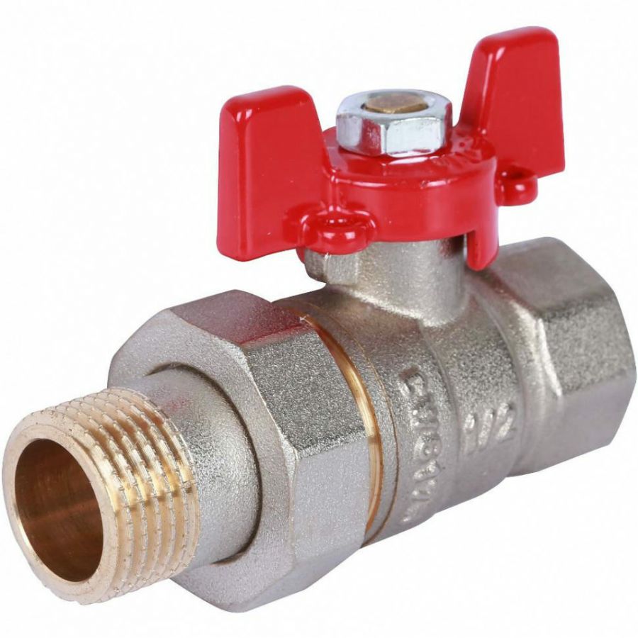 Кран шаровой с американкой ВР/НР 1/2", ручка бабочка ROMMER