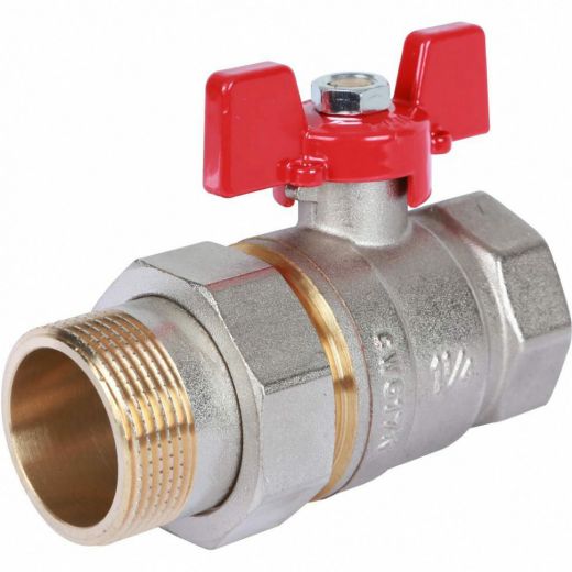 Кран шаровой с американкой ВР/НР 1 1/4", ручка бабочка ROMMER