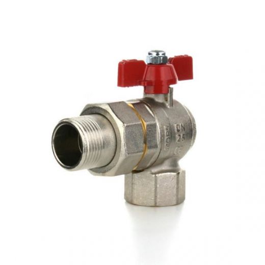 Кран шаровой НВ 1/2" с накидной гайкой, угловой, бабочка ELSEN