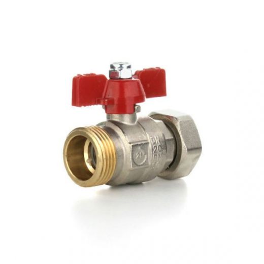 Кран шаровой НВ 1 1/4" с накидной гайкой и возможностью опломбировки, бабочка ELSEN