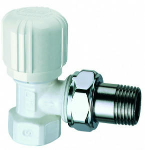 Вентиль терморегулирующий угловой 1/2" ВР, белый, серебро FAR