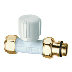 Вентиль термостатический прямой 1/2" М24х19, белый, золото FAR