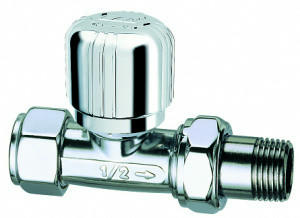 Вентиль термостатический прямой 1/2" М24х19, серебро FAR