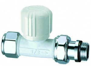 Вентиль термостатический прямой 1/2" М24х19, белый, серебро FAR