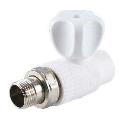 Кран шаровый для радиатора 25х1/2, прямой, белый Imperial