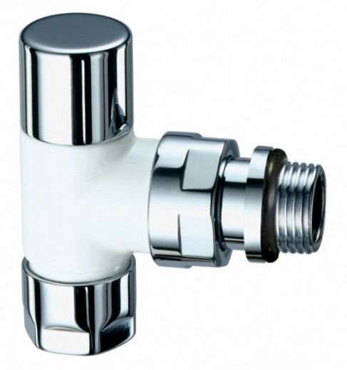 Вентиль запорный 1/2", М24х19, угловой, серебро и белый эмаль FAR