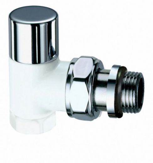 Вентиль запорный 1/2" ВР, угловой, серебро и белый эмаль FAR