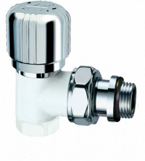 Вентиль терморегулирующий 1/2" ВР, угловой, серебро и белый эмаль FAR