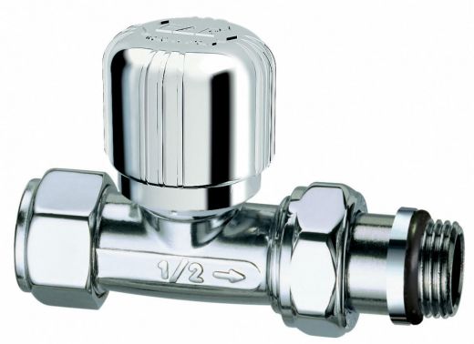 Вентиль терморегулирующий 1/2", М24х19, прямой, серебро FAR