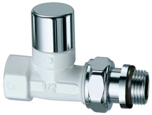 Вентиль запорный 1/2" ВР, прямой, серебро и белый эмаль FAR