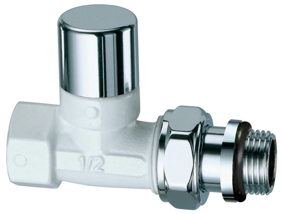 Вентиль запорный 1/2" ВР, прямой, серебро и белый эмаль FAR