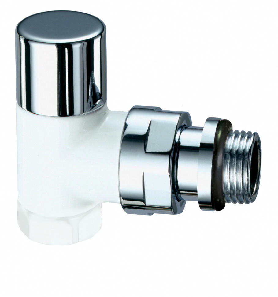 Вентиль запорный 1/2" ВР, угловой, серебро и белый эмаль TOPLine FAR