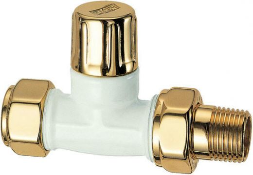Вентиль запорный 1/2", М24х19, прямой, золото и белый эмаль FAR