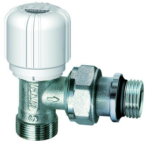 Вентиль терморегулирующий угловой с преднастройкой 1/2" М24х19 FAR