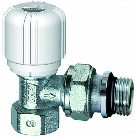 Вентиль терморегулирующий угловой с преднастройкой 1/2" ВР FAR