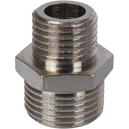 Ниппель НН переходной 3/8х1/4, никелированный STOUT