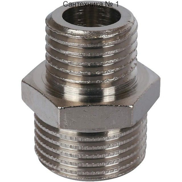 Ниппель НН переходной 3/8х1/4, никелированный STOUT