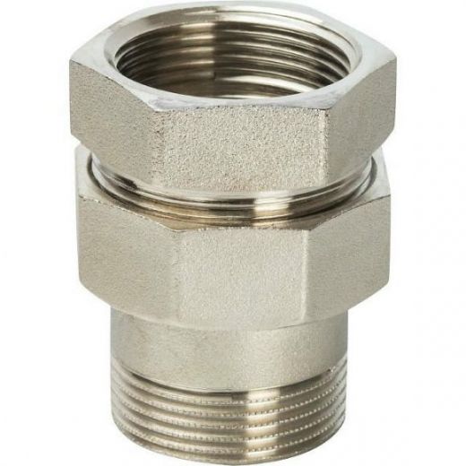 Разъемное соединение "американка" ВН 1 1/2, уплотнение под гайкой o-ring кольцо, никелированное STOUT