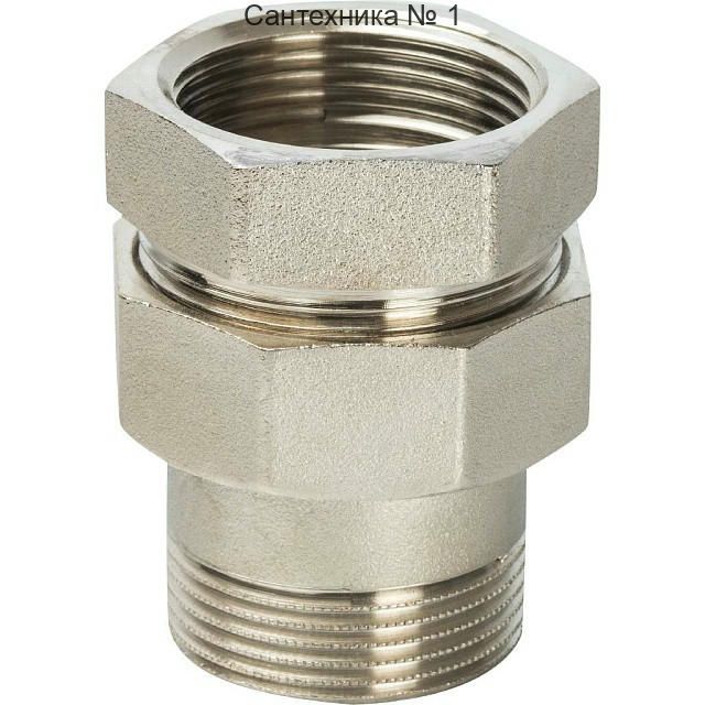 Разъемное соединение "американка" ВН 1 1/2, уплотнение под гайкой o-ring кольцо, никелированное STOUT