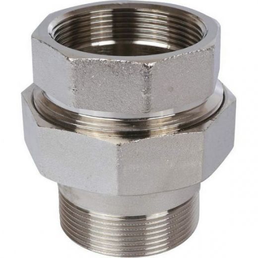 Разъемное соединение "американка" ВН 2, уплотнение под гайкой под гайкой, никелированное STOUT