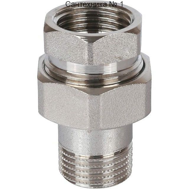 Разъемное соединение "американка" ВН 1/2, уплотнение под гайкой под гайкой, никелированное STOUT