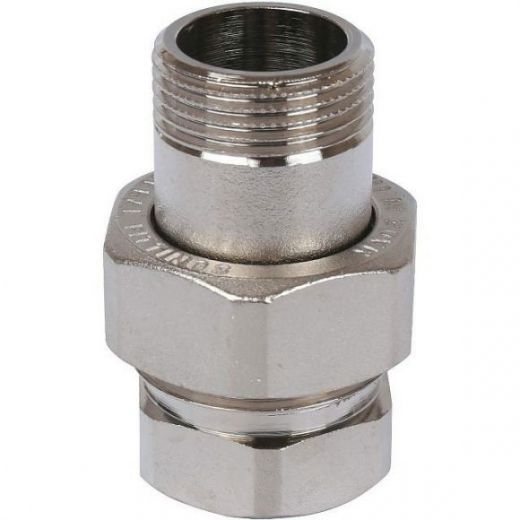 Разъемное соединение "американка" ВН 3/4, уплотнение под гайкой под гайкой, никелированное STOUT