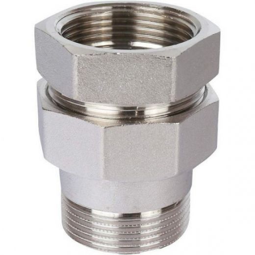 Разъемное соединение "американка" ВН 1 1/4, уплотнение под гайкой под гайкой, никелированное STOUT