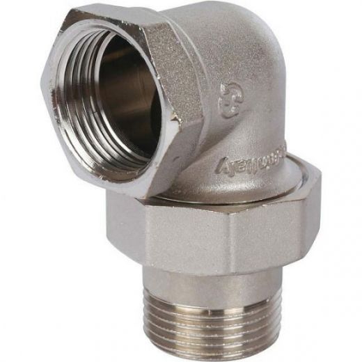 Разъемное угловое соединение "американка" ВН 1, уплотнение под гайкой o-ring кольцо, никелированное STOUT