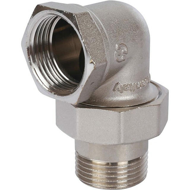 Разъемное угловое соединение "американка" ВН 1, уплотнение под гайкой o-ring кольцо, никелированное STOUT