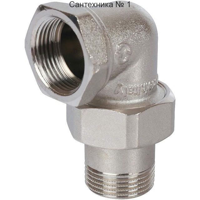 Разъемное угловое соединение "американка" ВН 3/4, уплотнение под гайкой o-ring кольцо, никелированное STOUT