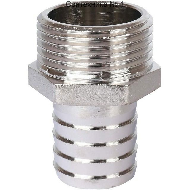 Штуцер НР 1х25, никелированный STOUT