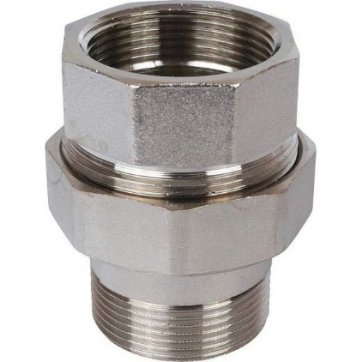 Разъемное соединение "американка" ВН 1 1/2, уплотнение под гайкой под гайкой, никелированное STOUT