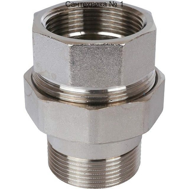 Разъемное соединение "американка" ВН 1 1/2, уплотнение под гайкой под гайкой, никелированное STOUT